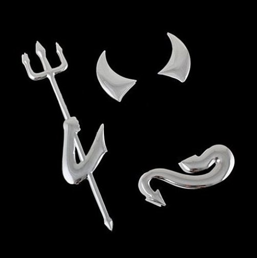 3D chromovaná samolepka ďábla kolem zadního znaku - Devil Speed
