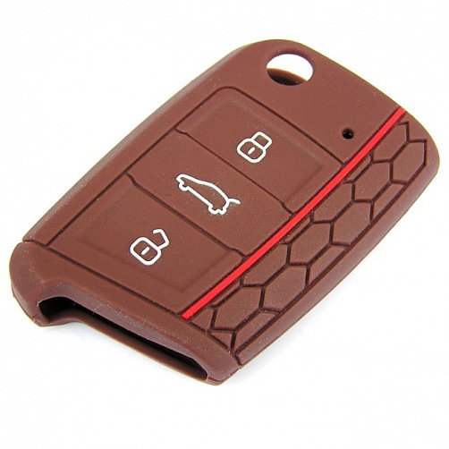 Silikonový obal - kryt na klíč Volkswagen Golf Sportsvan (2014) - RS Design - hnědý