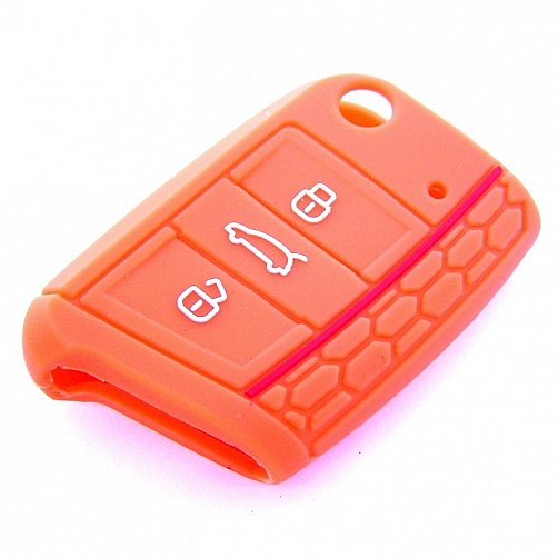 Silikonový obal - kryt na klíč Volkswagen Golf Sportsvan (2014) - RS Design - oranžový