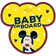 Informační cedulka na přísavku dítě v autě "Baby on board" Mickey Mouse