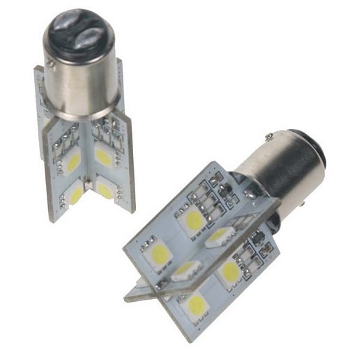 CAN-BUS diodové žárovky BAY15D - 16 SMD LED - bílé (2 ks) - dvouvláknové