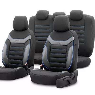 Autopotahy Škoda Superb II (2008 - 2015) univerzální | OTOM INDIVIDUAL 203 BLACK/BLUE 3-ZIP