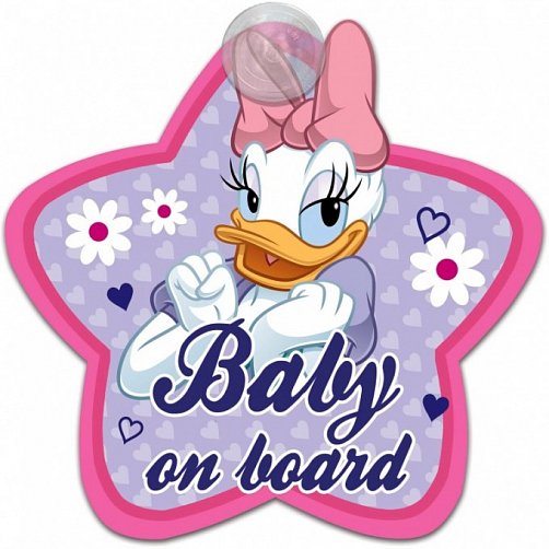 Informační cedulka na přísavku dítě v autě "Baby on board" Daisy