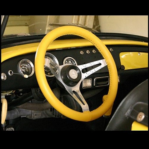 Kožený potah volantu Maria Cavallo 37-39 cm (žlutý)