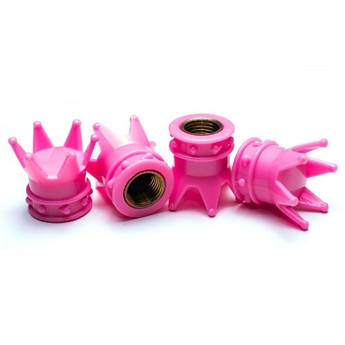 Stylové čepičky ventilků růžové korunky (sada 4 ks)